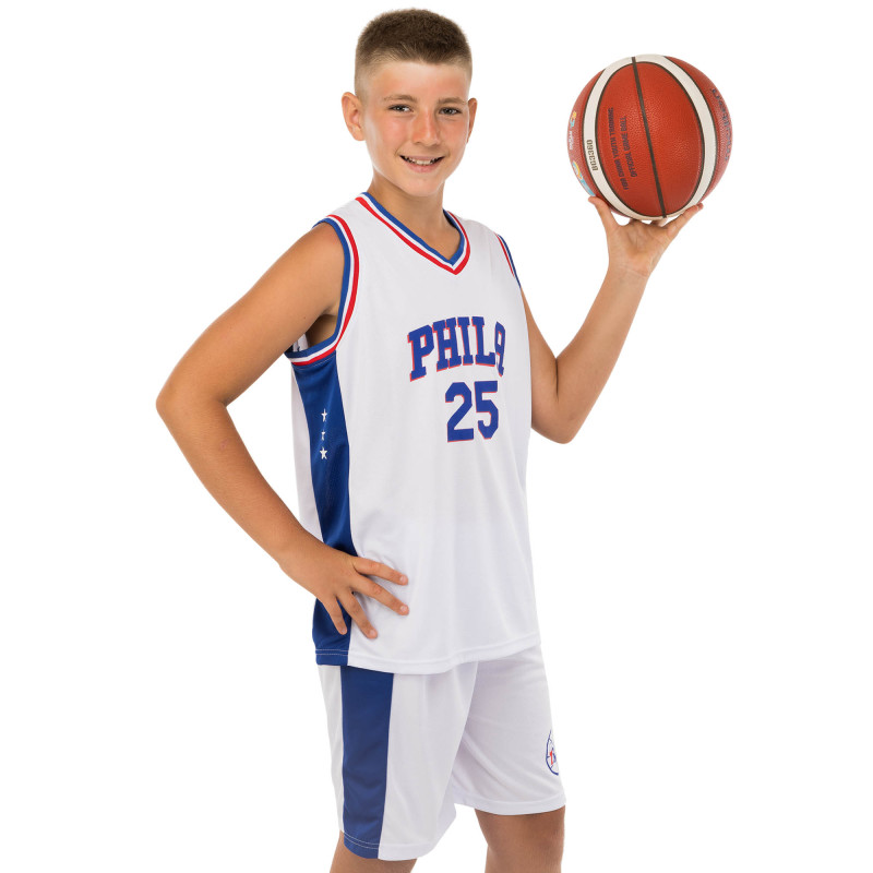 Форма баскетбольна дитяча NBA клуб Philadelphia 76ers 25 BA-0927 S-2XL Білий-синій