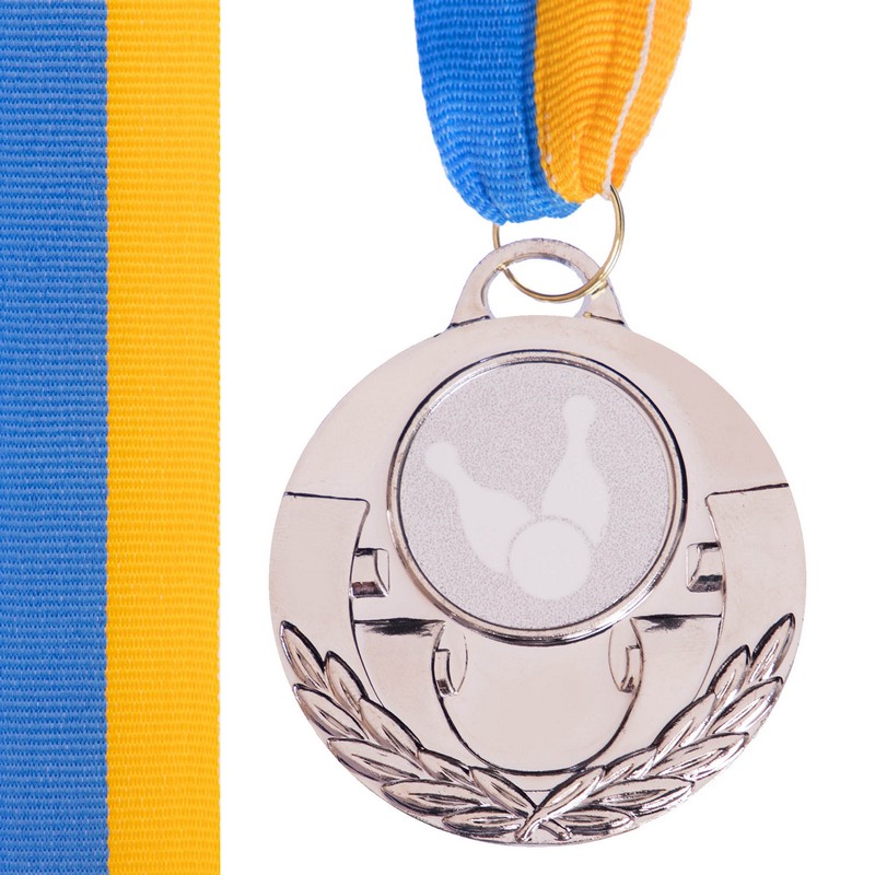 Медаль спортивна зі стрічкою тематична Sport AIM Боулінг C-4846-0006 ø5см золото, срібло, бронза