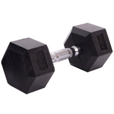Гантель цільна шестигранна гексагональна обгумована Sport SC-80075-7_5 1шт 7,5кг чорний