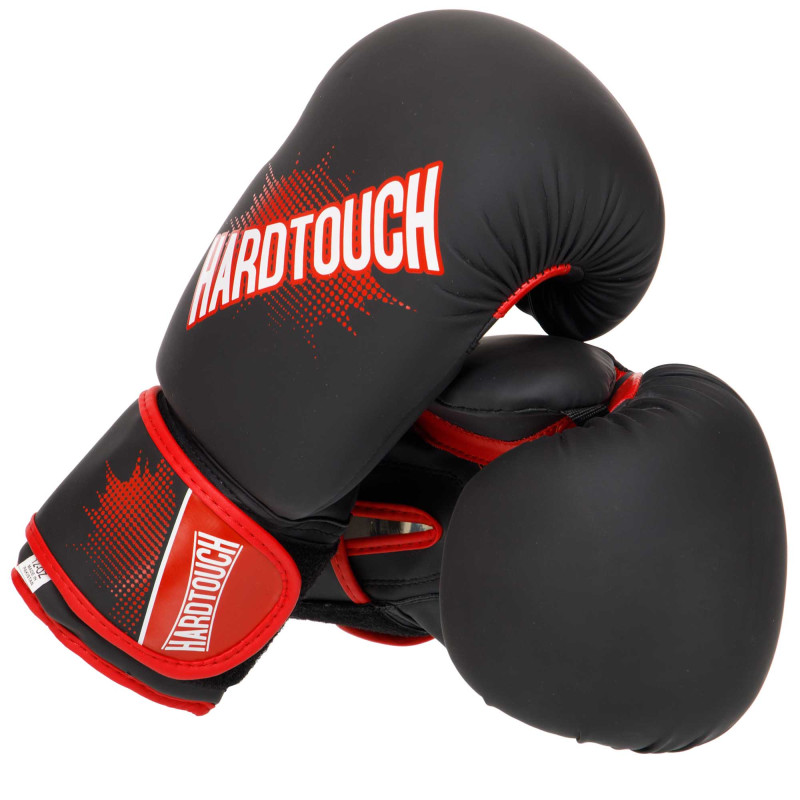 Рукавиці боксерські на липучці PU HARD TOUCH BO-4432 10-14 унцій Чорний-зелений