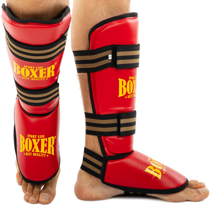 Захист гомілки та стопи Муай Тай, ММА, Кікбоксинг штучна шкіра BOXER NEW 2004-4-N M-XL Червоний