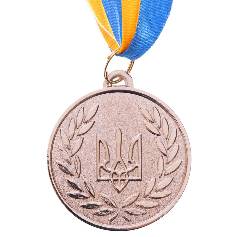 Медаль спортивна зі стрічкою Sport UKRAINE з українською символікою C-6865 ø5см золото, срібло, бронза