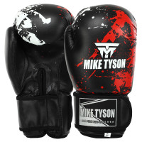 Рукавиці боксерські на липучці PVC MIKE TYSON VL-8448 10-14 унцій Чорний