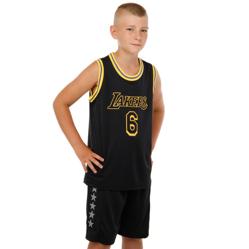 Форма баскетбольна дитяча NBA клуб Los Angeles Lakers 6 BA-9967 S-2XL чорний-жовтий