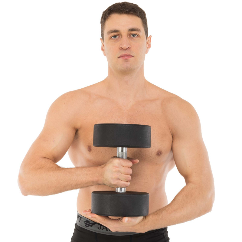 Гантель цільна професійна з поліуретановим покриттям TECHNOGYM TG-1834-27_5 1шт 27,5кг чорний-сірий