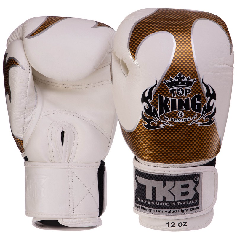 Рукавиці боксерські на липучці шкіряні TOP KING Empower TKBGEM-01 8-18унцій Чорний-золотий