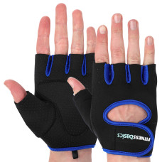 Рукавиці для фітнесу та тренувань FITNESS BASICS BC-893 S-XL Чорний-синій