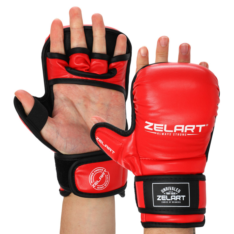 Рукавиці Краби спарингові для MMA Zelart BO-4612 S-XL Червоний-чорний