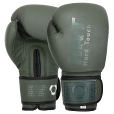 Рукавиці боксерські на липучці шкіряні HARD TOUCH BO-4230 10-14унцій Оливковий