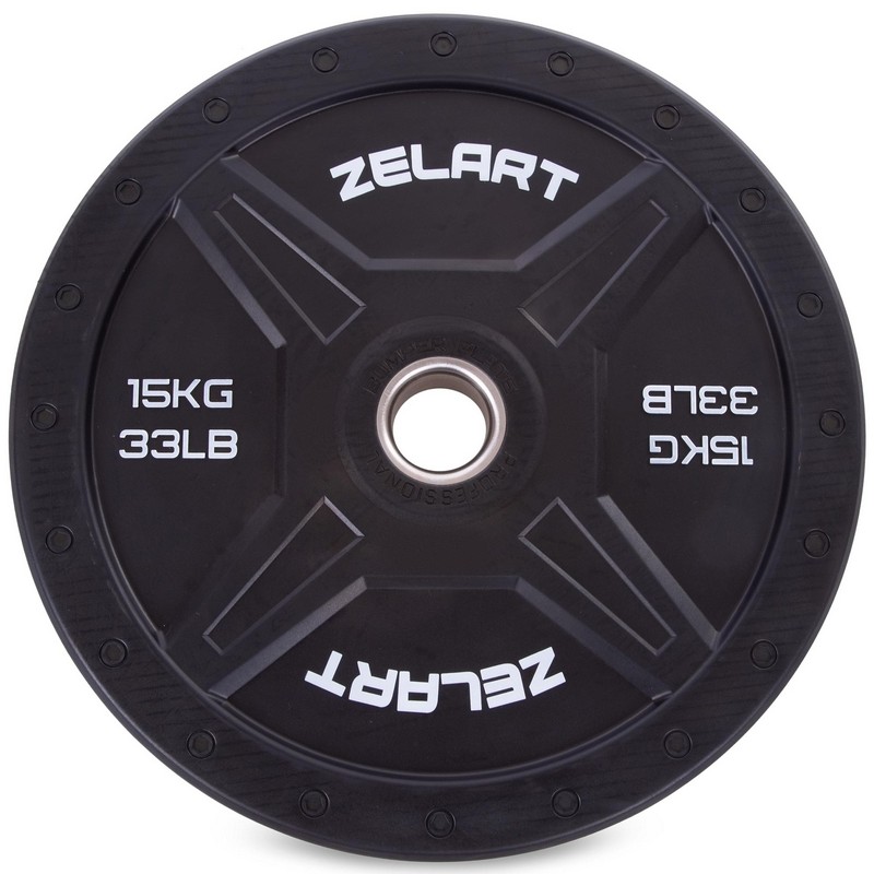 Бамперні диски гумові Bumper Plates Zelart TA-2258-15 50,4мм 15кг чорний