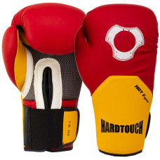 Рукавиці боксерські на липучці PU HARD TOUCH BO-5242 10-12унцій Червоний-жовтий
