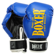 Рукавиці боксерські на липучці штучна шкіра BOXER NEW 2022-N 10-16 унцій Синій