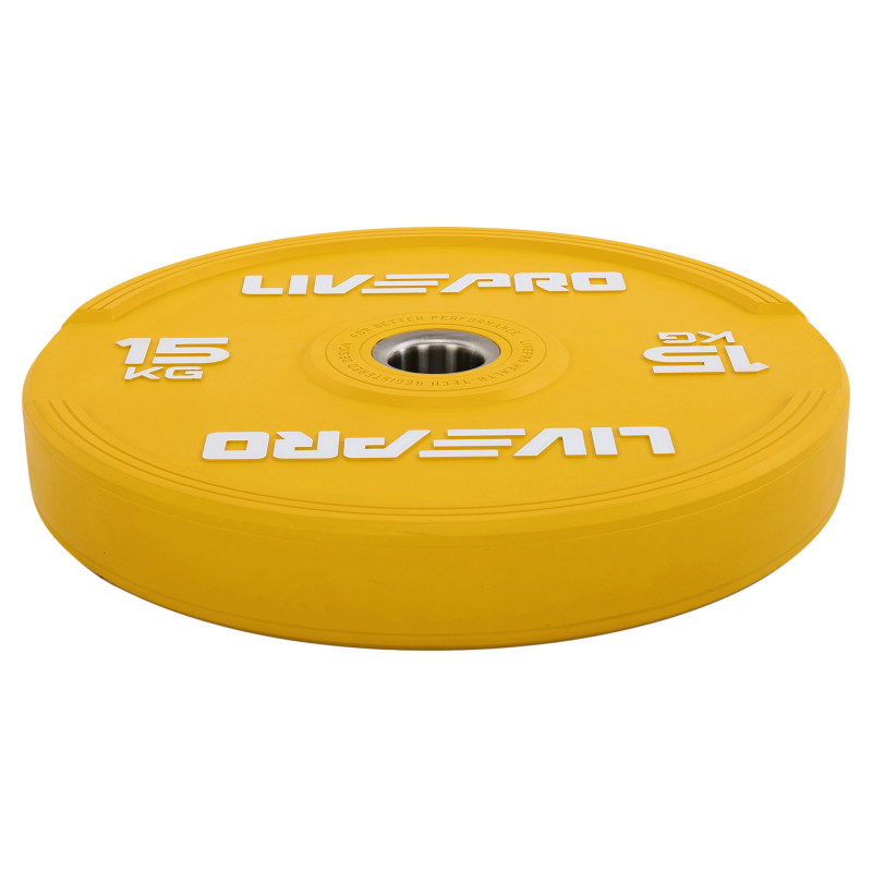 Бамперні диски гумові Bumper Plates LiveUp LP8332-15 ø50.5мм 15кг жовтий