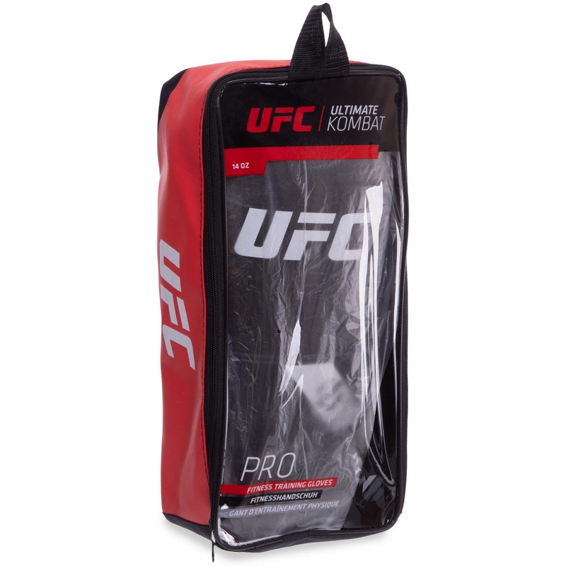 Рукавиці боксерські на липучці PU UFC PRO Fitness UHK-75028 14 унцій чорний
