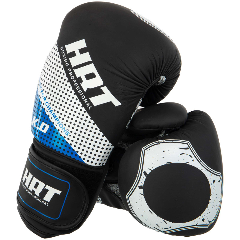 Рукавиці боксерські на липучці PU HARD TOUCH BO-8469 10-14 унцій Чорний-червоний