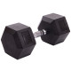 Гантель цільна шестигранна гексагональна обгумована Sport SC-80075-25 1шт 25кг чорний