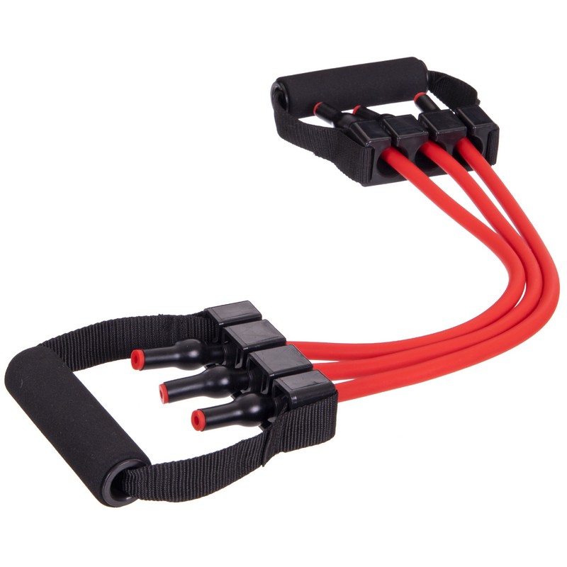 Еспандер трубчастий з ручками для фітнесу Sport Resistance Band 8021-30 75см навантаження 13,5кг 30LB червоний