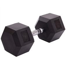 Гантель цільна шестигранна гексагональна обгумована Sport SC-80075-27_5 1шт 27,5кг чорний