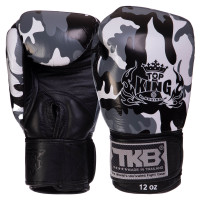 Рукавиці боксерські на липучці шкіряні TOP KING Empower Camouflage TKBGEM-03 8-18унцій Камуфляж сірий