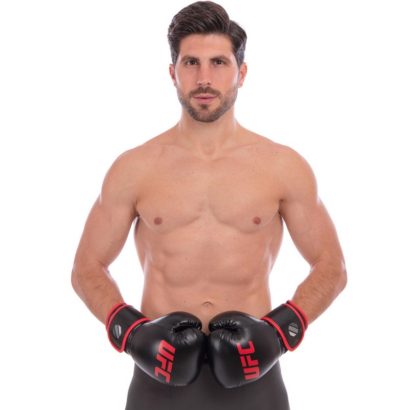 Рукавиці боксерські на липучці PU UFC Myau Thai Style UHK-69673 12 унцій чорний