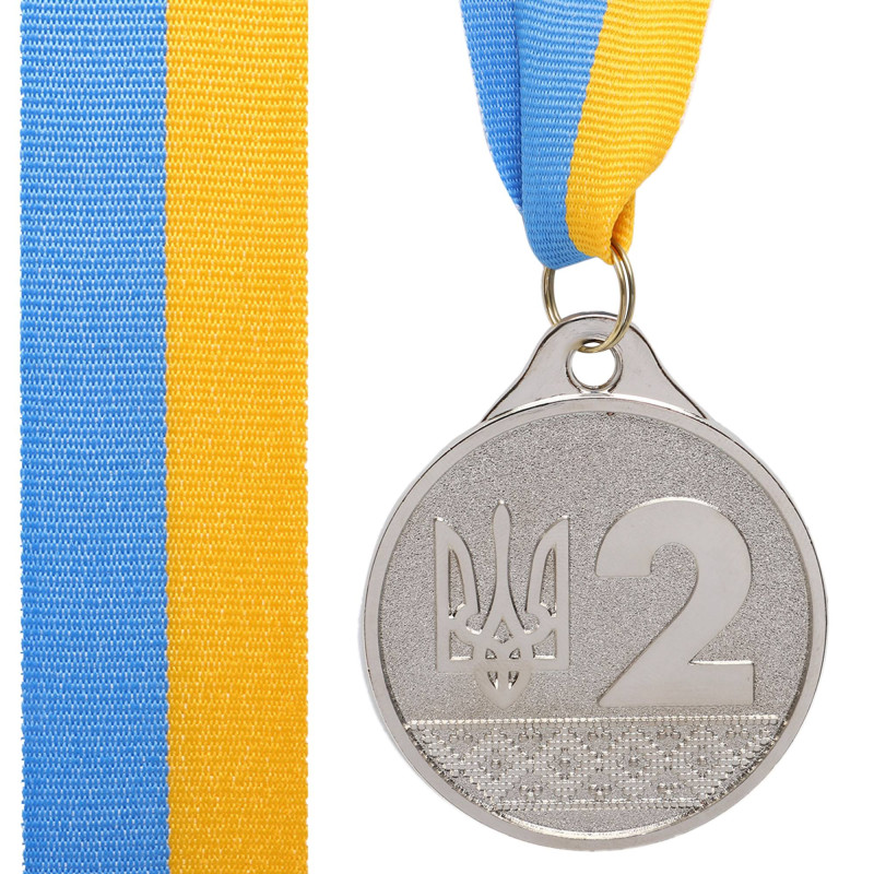 Медаль спортивна зі стрічкою Sport UKRAINE з українською символікою C-9292 ø5см золото, срібло, бронза