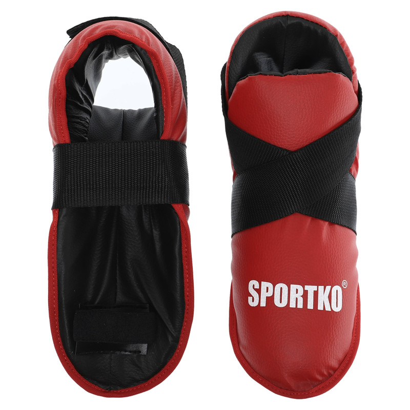 Фути захист стопи для кікбоксингу та тхеквондо штучна шкіра SPORTKO ЗС1 SP-4707 S-L Червоний