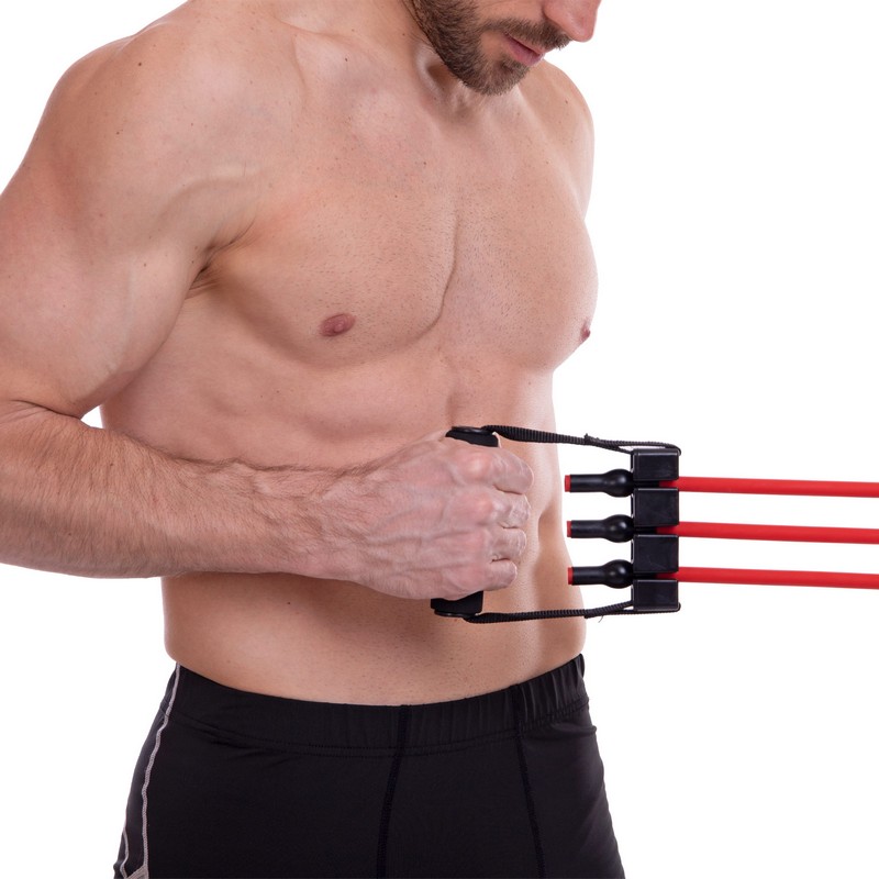 Еспандер трубчастий з ручками для фітнесу Sport Resistance Band 8021-30 75см навантаження 13,5кг 30LB червоний