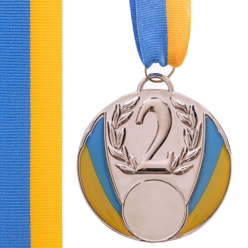 Медаль спортивна зі стрічкою Sport UKRAINE з українською символікою C-4339 ø6,5см золото, срібло, бронза