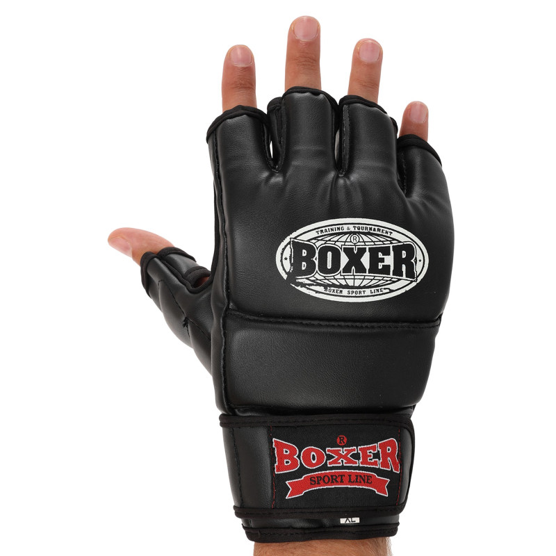 Рукавиці для змішаних єдиноборств MMA BOXER 5021 M-XL Чорний