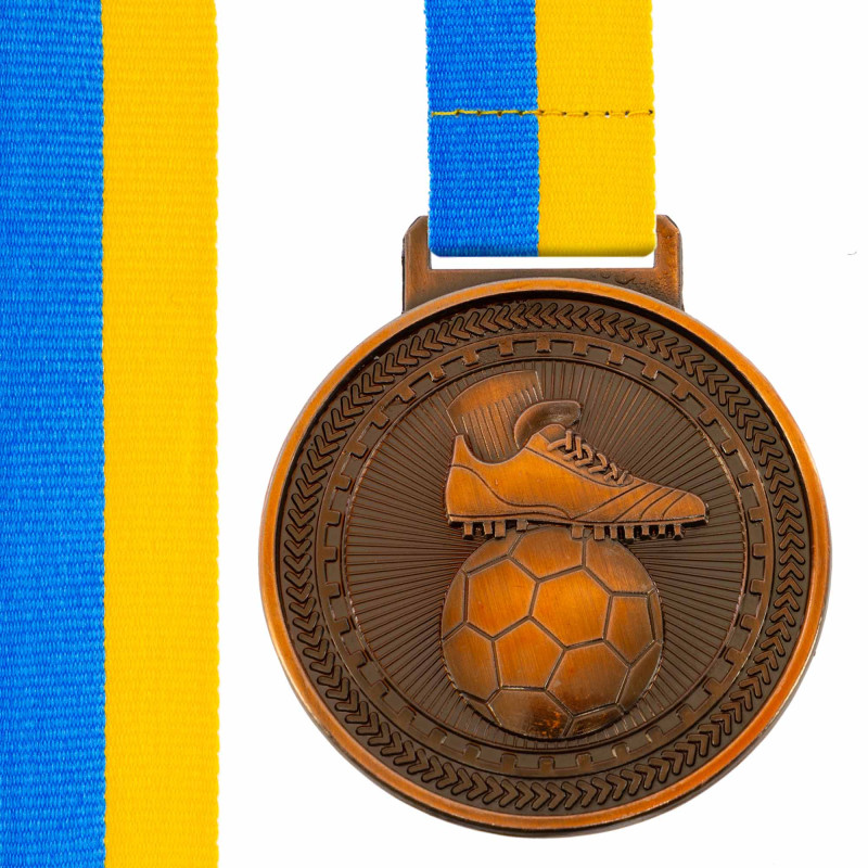 Медаль спортивна зі стрічкою тематична Sport Футбол C-6842 ø6,5см золото, срібло, бронза