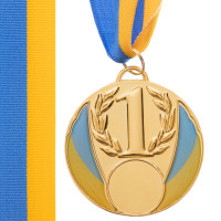 Медаль спортивна зі стрічкою Sport UKRAINE з українською символікою C-4339 ø6,5см золото, срібло, бронза