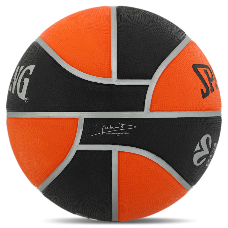 М'яч баскетбольний гумовий SPALDING TF 150 EURO TURK 84506Z розмір 7 чорний-помаранчевий