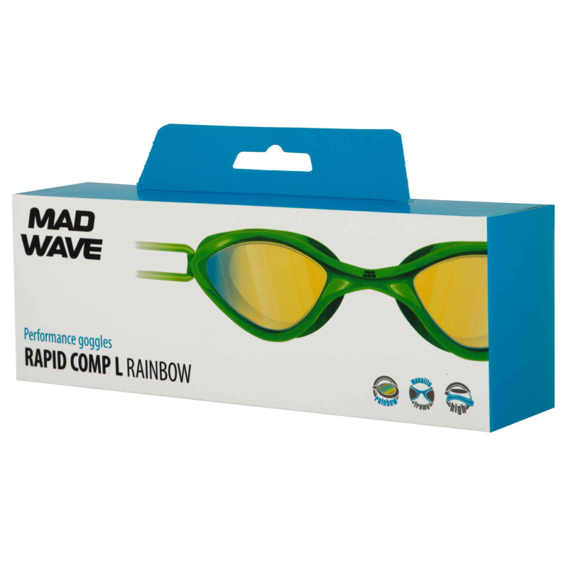 Окуляри для плавання дорослі райдужні лінзи дорослі MadWave RAPID COMP L Rainbow M048102