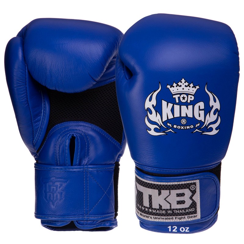 Рукавиці боксерські на липучці шкіряні TOP KING Ultimate AIR TKBGAV 8-18унцій Синій