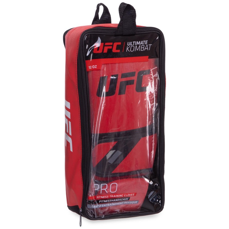 Рукавиці боксерські на липучці PU UFC PRO Fitness UHK-75031 12 унцій червоний