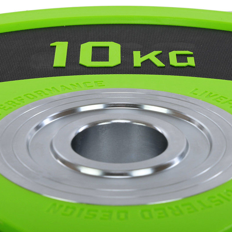 Бамперні диски поліуретанові Bumper Plates LiveUp LP8027-10 ø50.5мм 10кг зелений-чорний