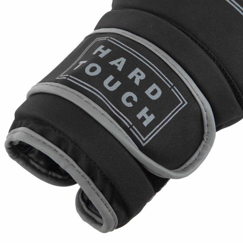 Рукавиці боксерські на липучці PU HARD TOUCH BO-4658 10-14 унцій Чорний-сірий