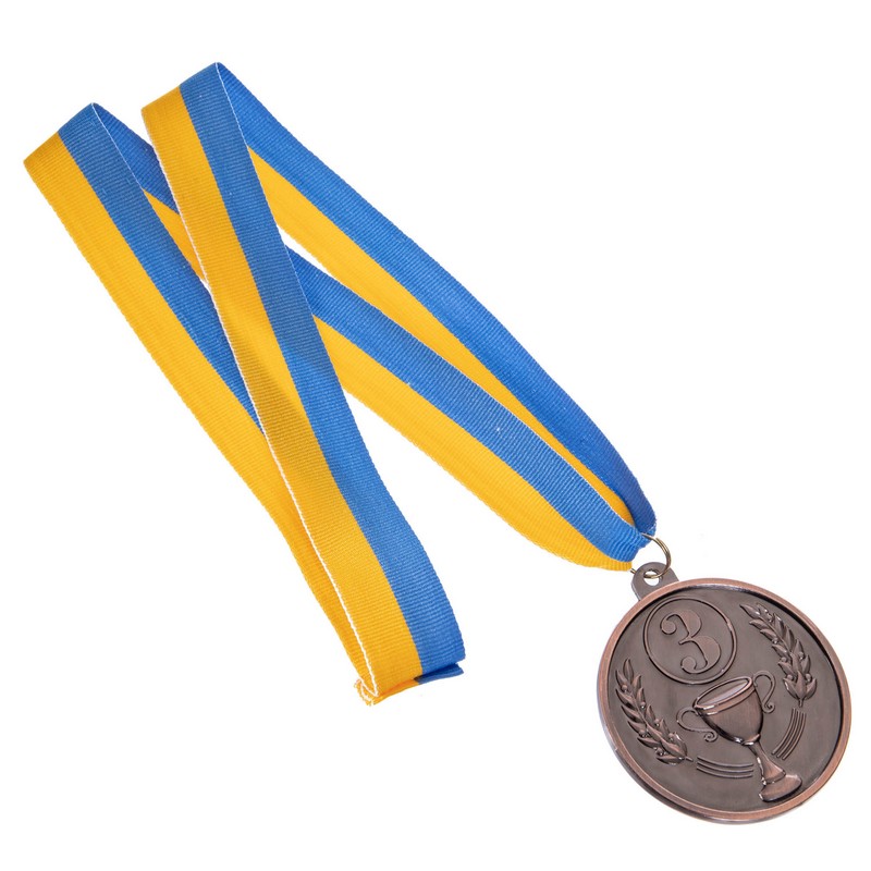 Медаль спортивна зі стрічкою Sport BOWL C-3182 ø6,5см золото, срібло, бронза