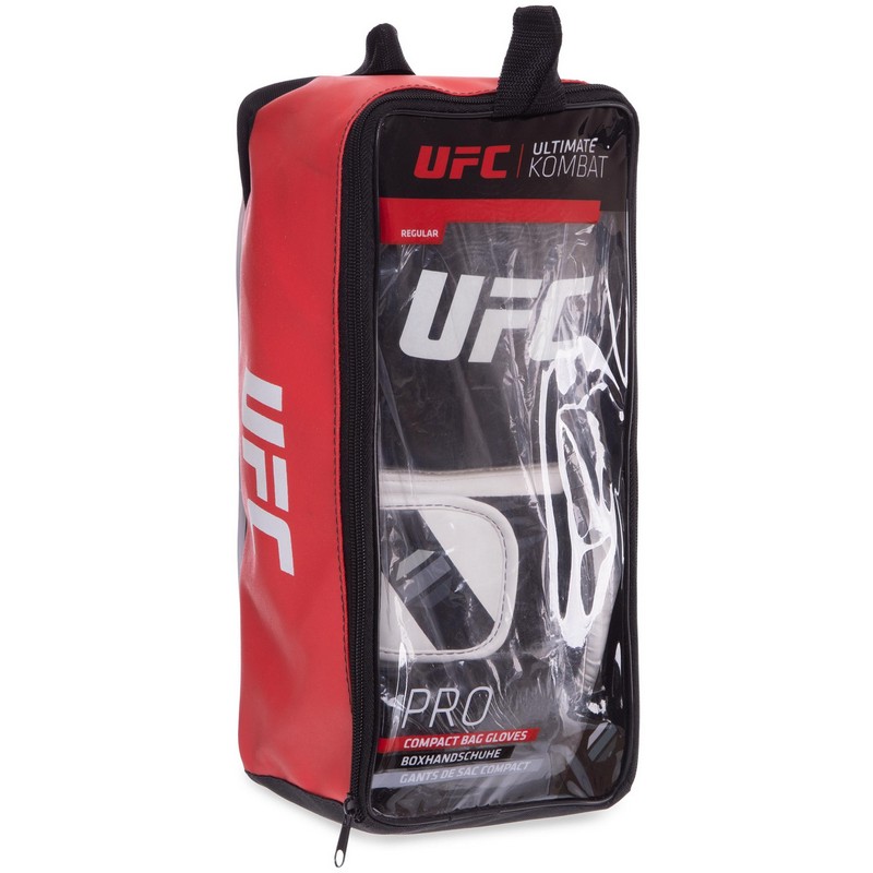 Рукавиці боксерські на липучці PU UFC PRO Compact UHK-75005 L білий-чорний