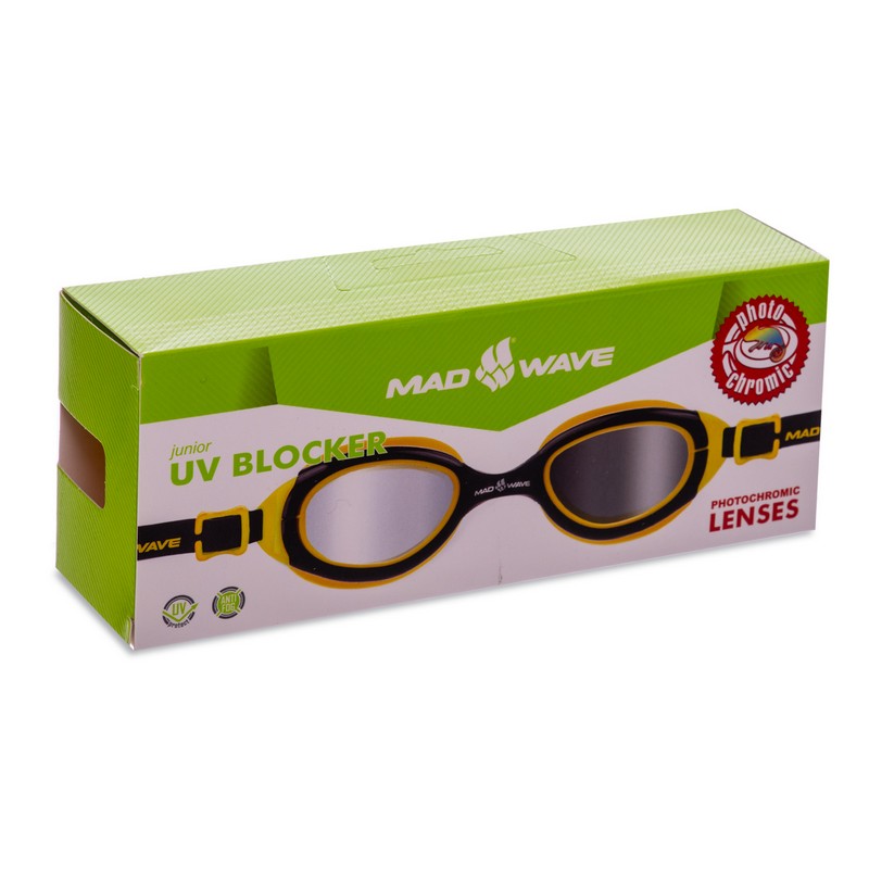 Окуляри для плавання юніорські MadWave UV BLOKER JUNIOR M041303 чорний-жовтий