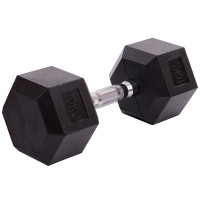 Гантель цільна шестигранна гексагональна обгумована Sport SC-80075-10 1шт 10кг чорний