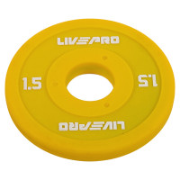 Блини диски поліуретанові з металевою втулкою LiveUp LP8028-1_5 ø50мм 1,5кг жовтий