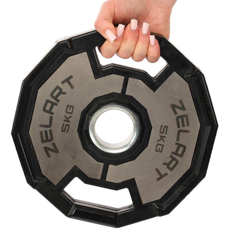 Млинці диски гумові 2 Handle металева втулка Zelart TA-4792-5 51мм 5кг чорний