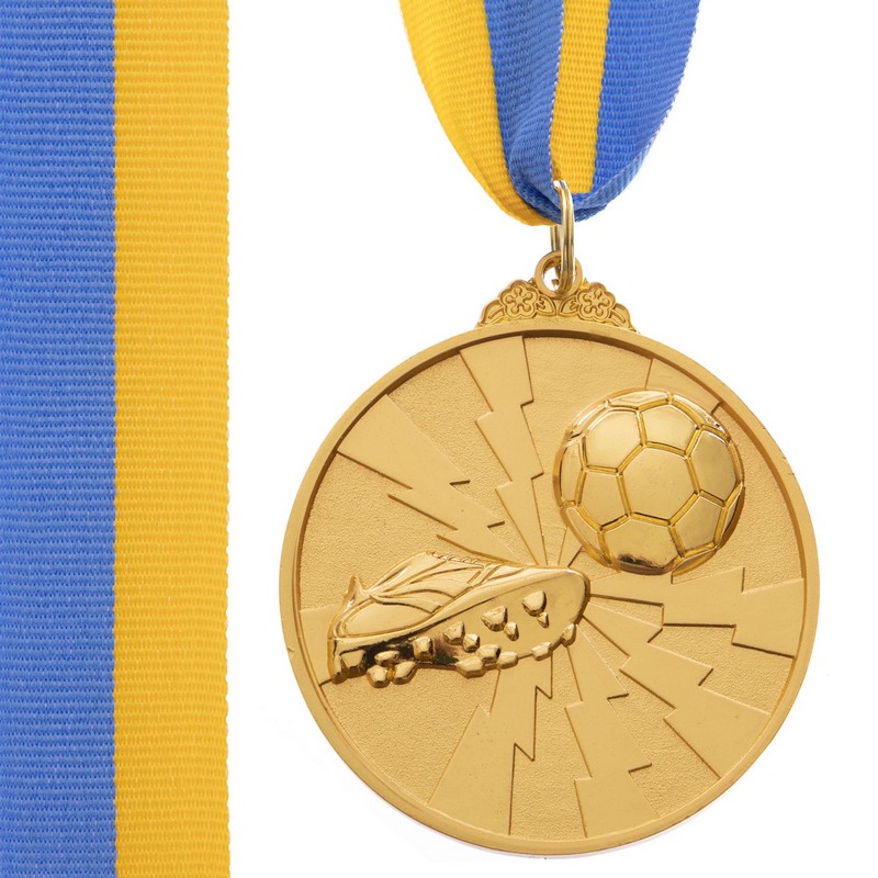 Медаль спортивна зі стрічкою двоколірна тематична Sport Футбол C-4847 ø6,5см золото, срібло, бронза