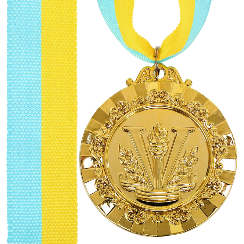 Медаль спортивна зі стрічкою пластикова Sport VICTORY C-1436 ø7см золото