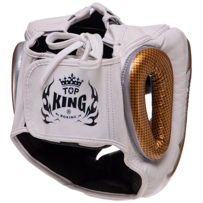 Шолом боксерський з повним захистом шкіряний TOP KING Empower TKHGEM-01 S-XL Чорний-золотий