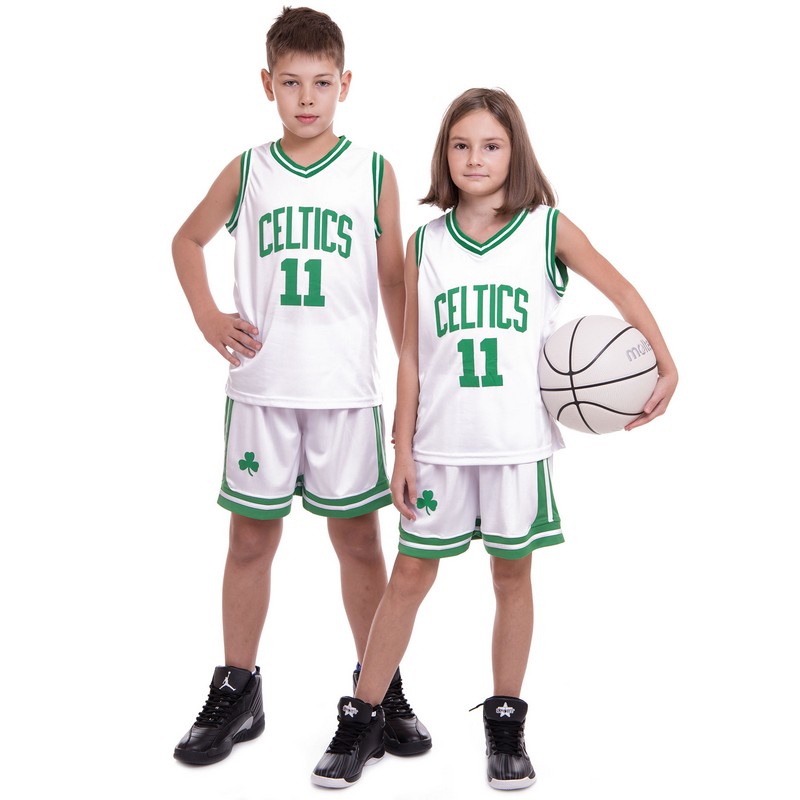 Форма баскетбольна дитяча NBA клуб Boston Celtics 11 BA-0967 S-2XL Білий-зелений