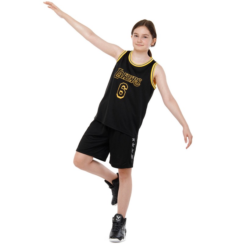 Форма баскетбольна дитяча NBA клуб Los Angeles Lakers 6 BA-9967 S-2XL чорний-жовтий