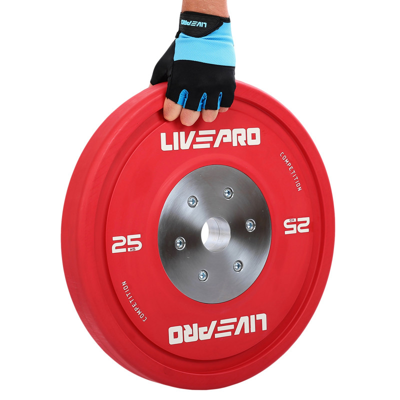 Бамперні диски гумові Bumper Plates LiveUp LP8335-25 ø50.5мм 25кг червоний