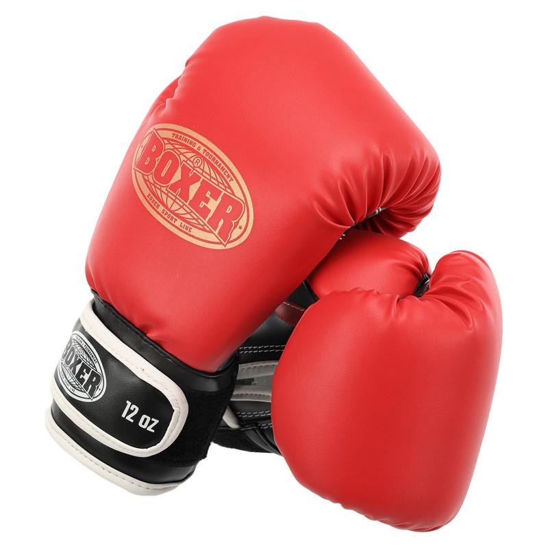 Рукавиці боксерські на липучці штучна шкіра BOXER Эліт 2022 10-16 унцій Чорний